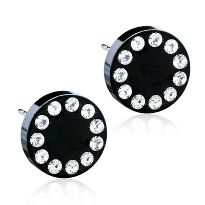 Blomdahl Örhängen Brilliance Puck Crystal/Black 8 mm - Örhängen