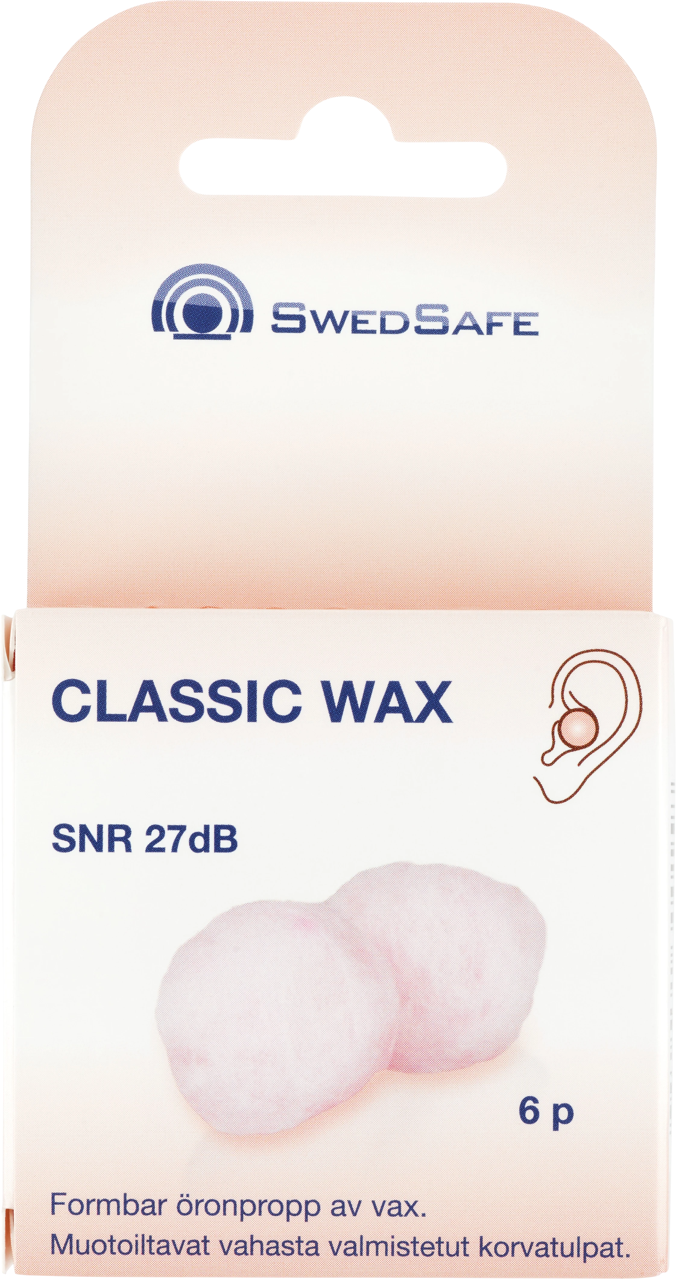SwedSafe Klassik Vax Öronpropp 6 par - Öronproppar att sova med