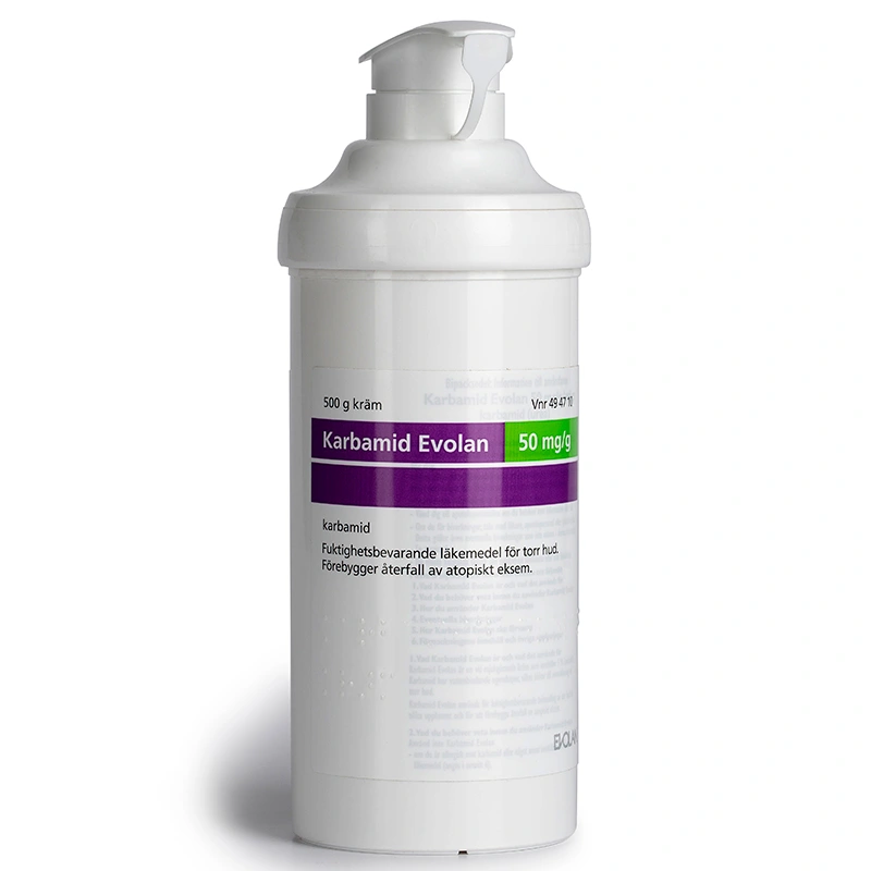Karbamid Evolan Kräm 50mg/g Plastburk med pump, 500g - Torr hud