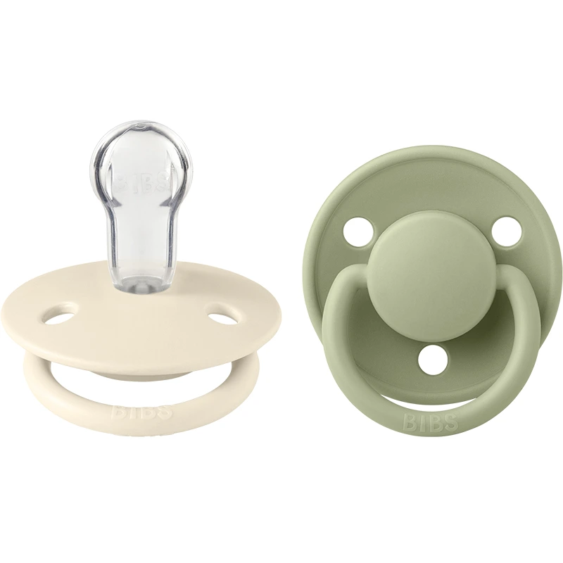BIBS De Lux Silicone One Size Ivory/Sage 2pack Apotek Hjärtat