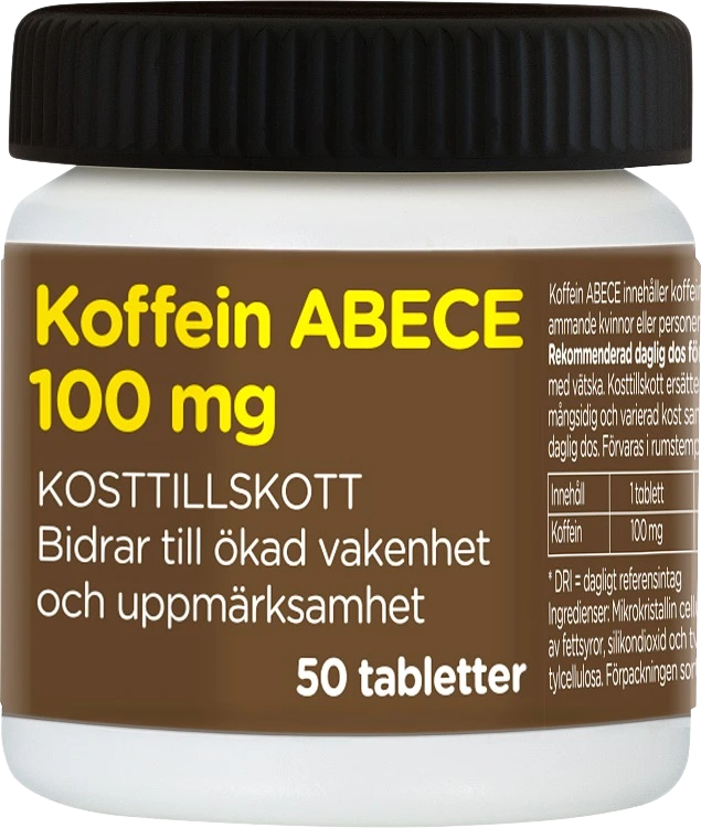 ABECE Koffein 100 mg tablett 50 st - Kosttillskott för energi