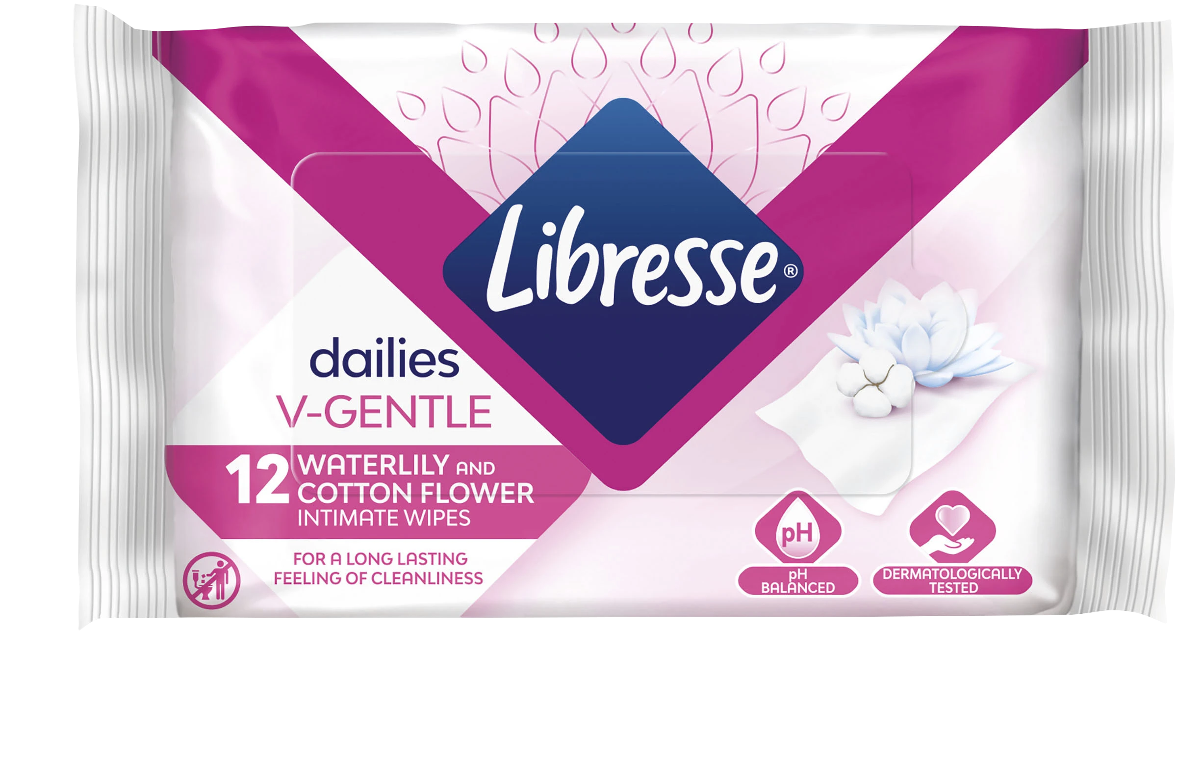 Libresse Dailies V-gentle intimservetter Näckros & Bomullsblomma 12-pack - Intimservetter
