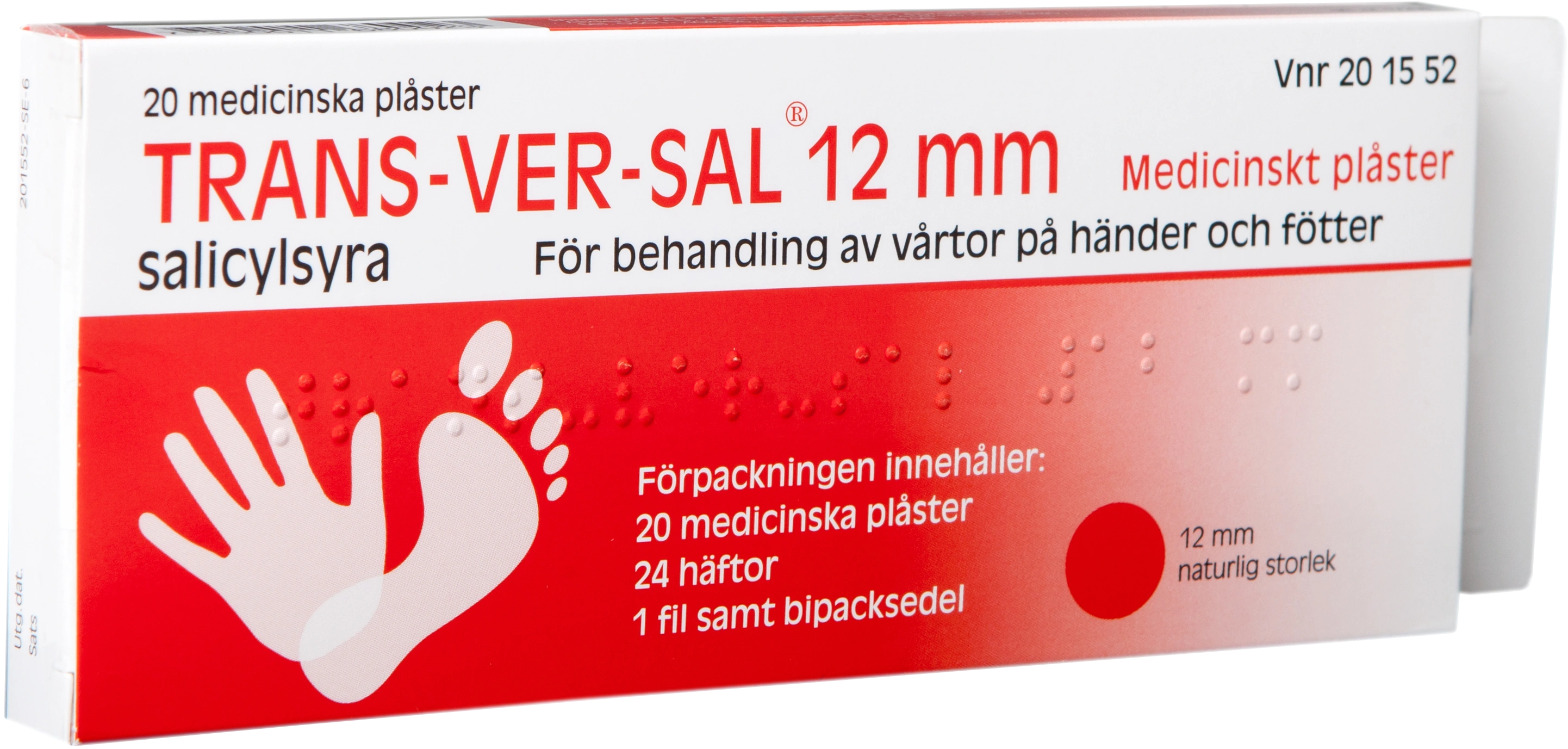 Trans-Ver-Sal 12 mm medicinskt plåster 20 st - Fotvårtor