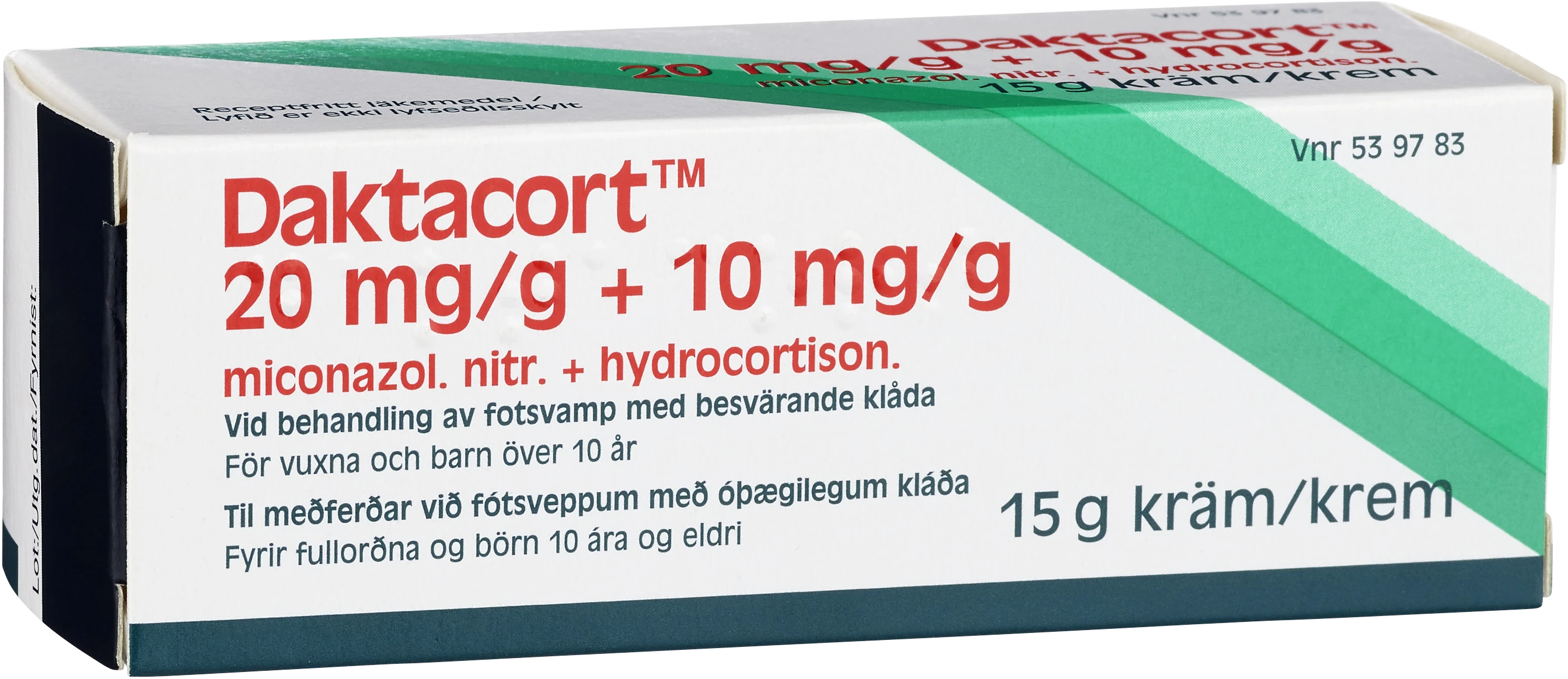 Daktacort kräm 20 mg/g + 10 mg/g 15 g - Fotsvamp