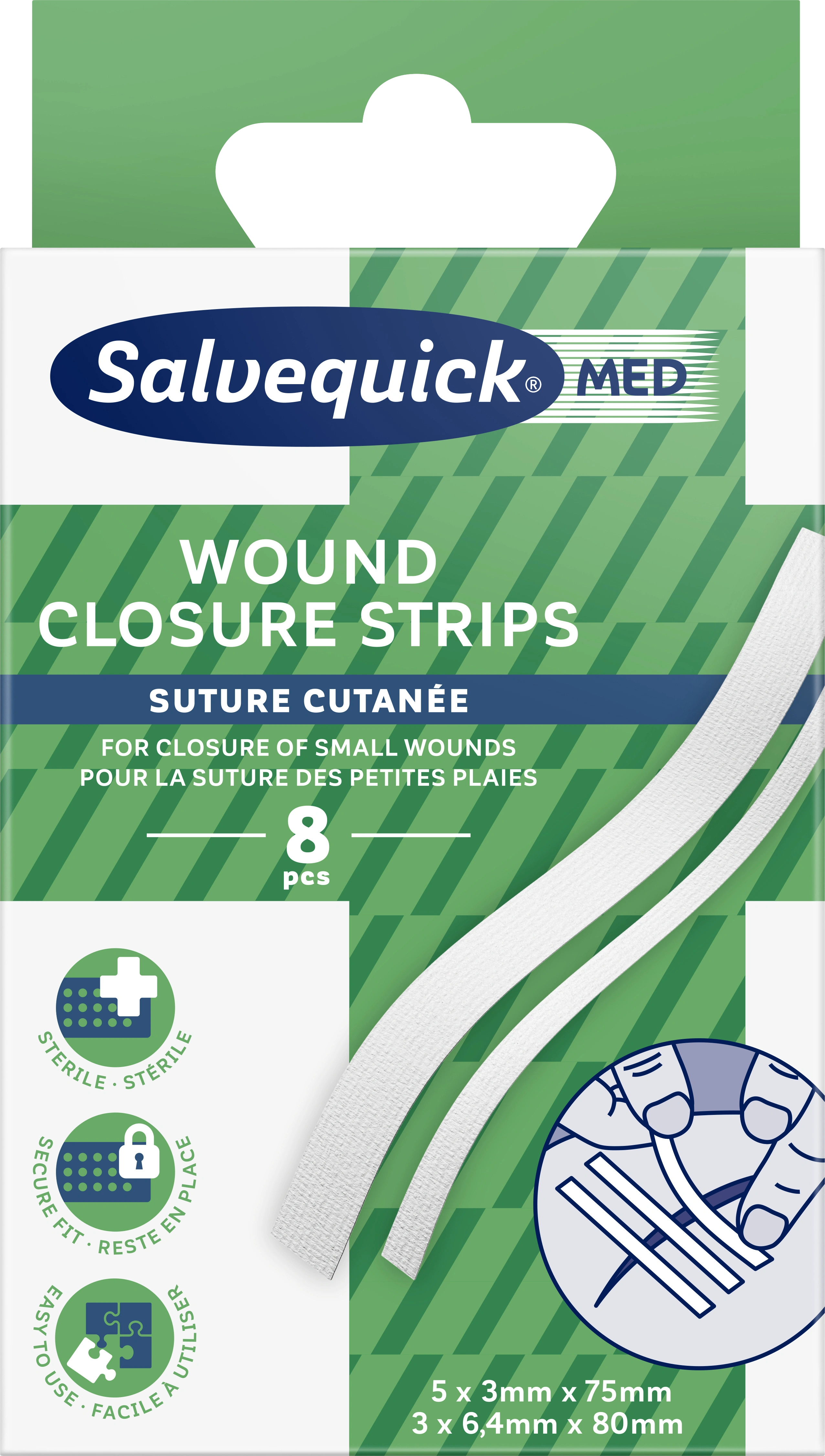 Salvequick MED Wound Closure Strips 8 st - Suturtejp & sårtejp