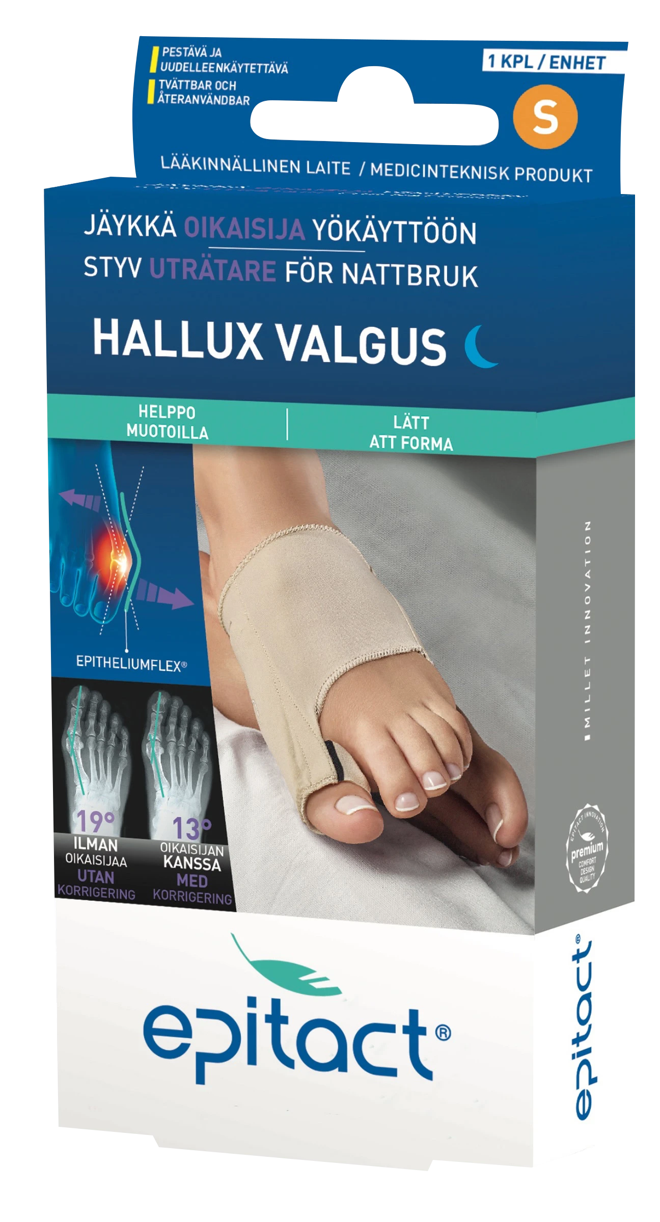 Epitact Styv Uträtare för Nattbruk 1 st S - Hallux valgus