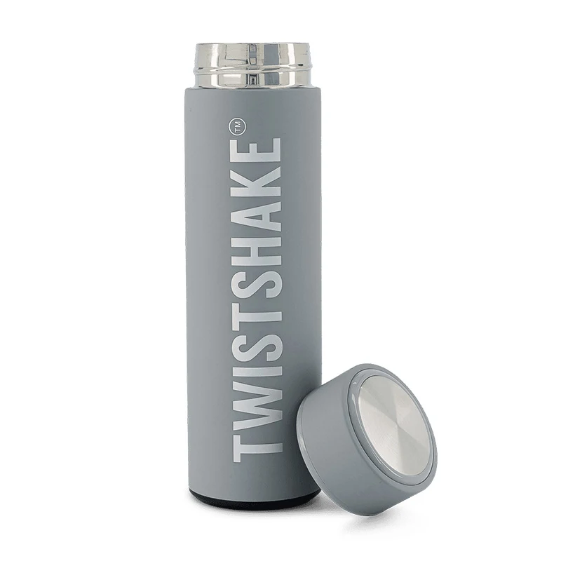 Twistshake Hot or Cold Bottle 420 ml Pastel Grey - Barntermosar
