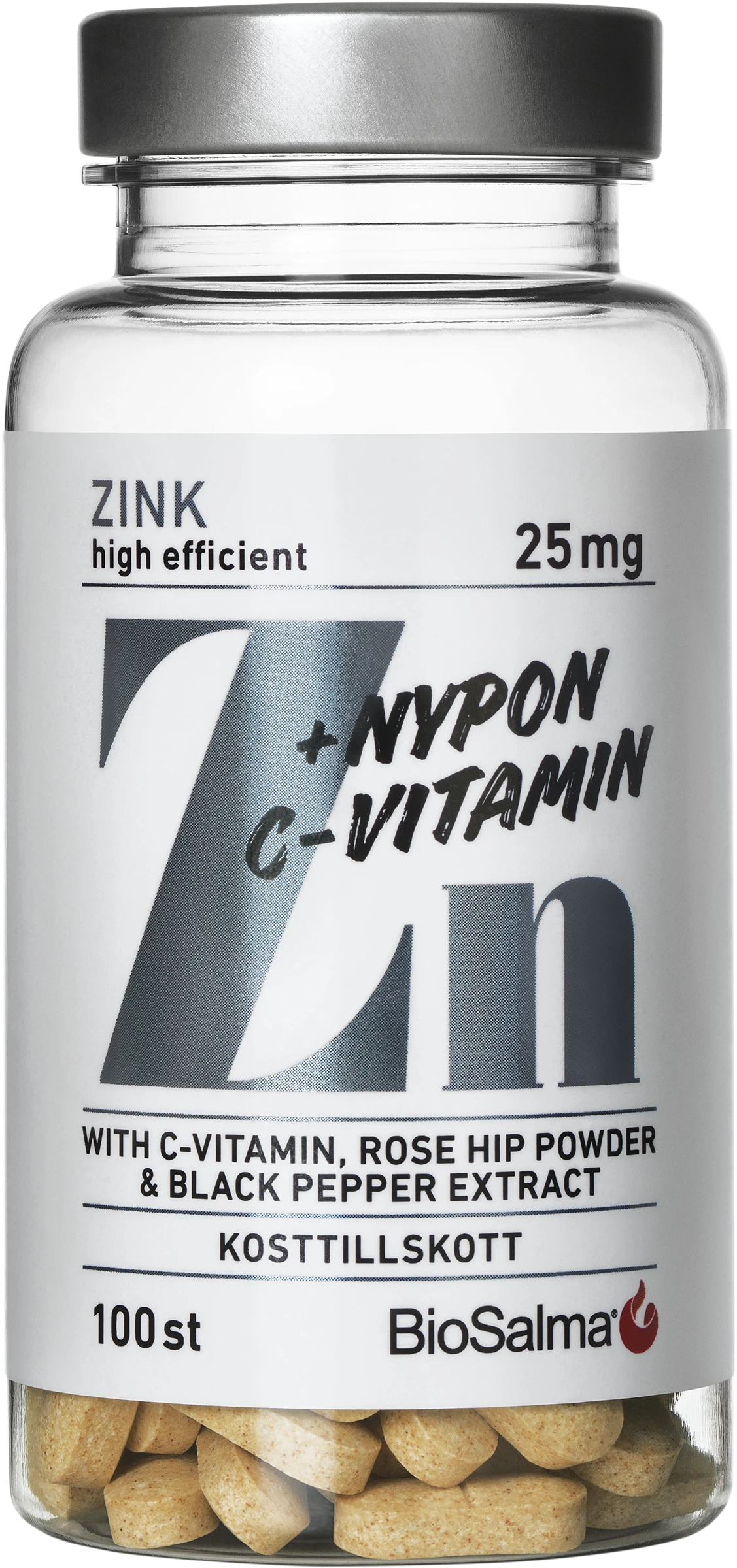 BioSalma Zink + C-vitamin & Nypon 100 st tabletter - Zink