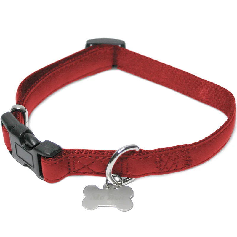 McBen Halsband Skinnimitation Ställbart Röd 10 mm/20-30 cm - Hundhalsband
