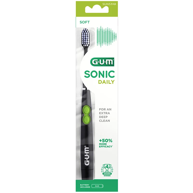 GUM SONIC DAILY Batteritandborste Svart - Tandborstar