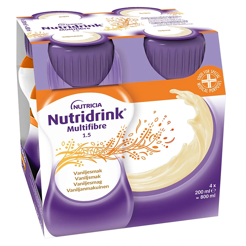 Nutridrink Multi Fibre Vanilj 4x200 ml - Näringsdrycker