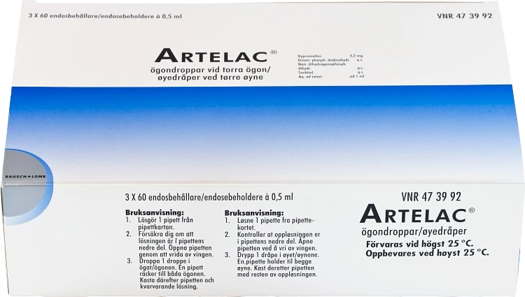 Artelac ögondroppar lösning i endosbehållare 3x60x0,5 ml - Ögondroppar för torra ögon