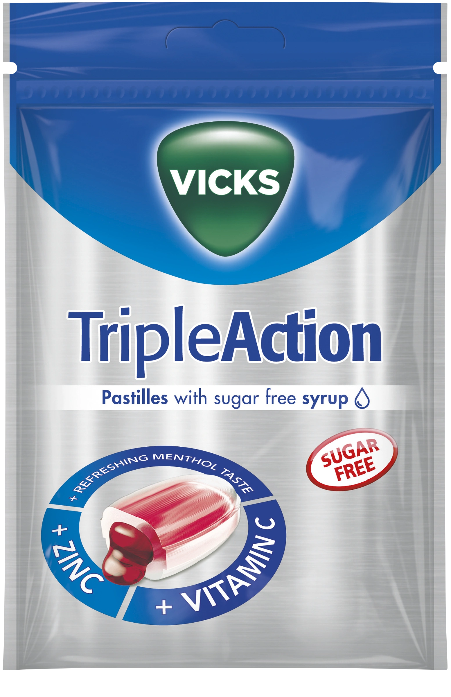Vicks Triple Action Sugar Free 72 g - Halstabletter