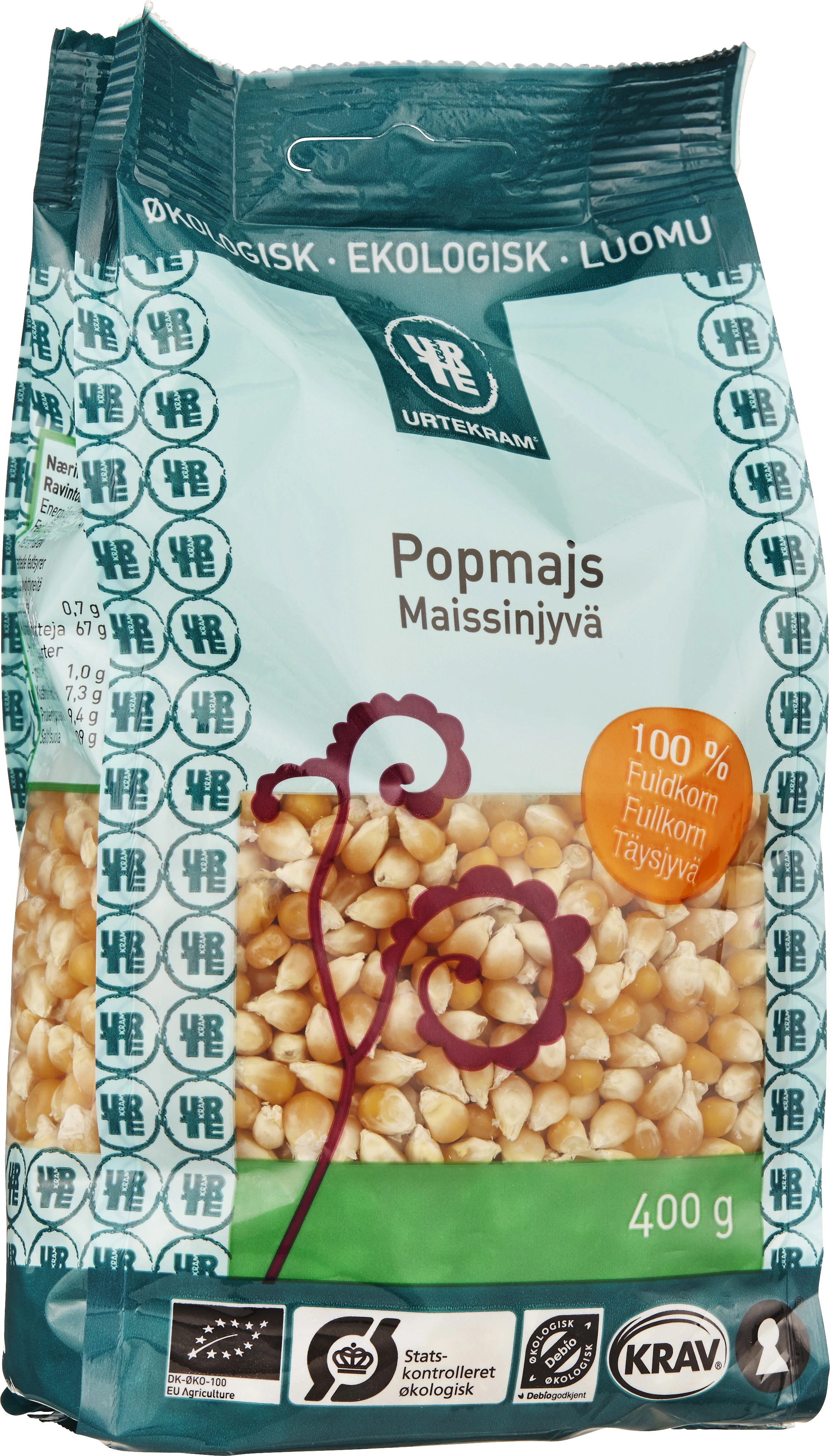 Urtekram Popcorn Eko 400 g - Nötter & torkad frukt