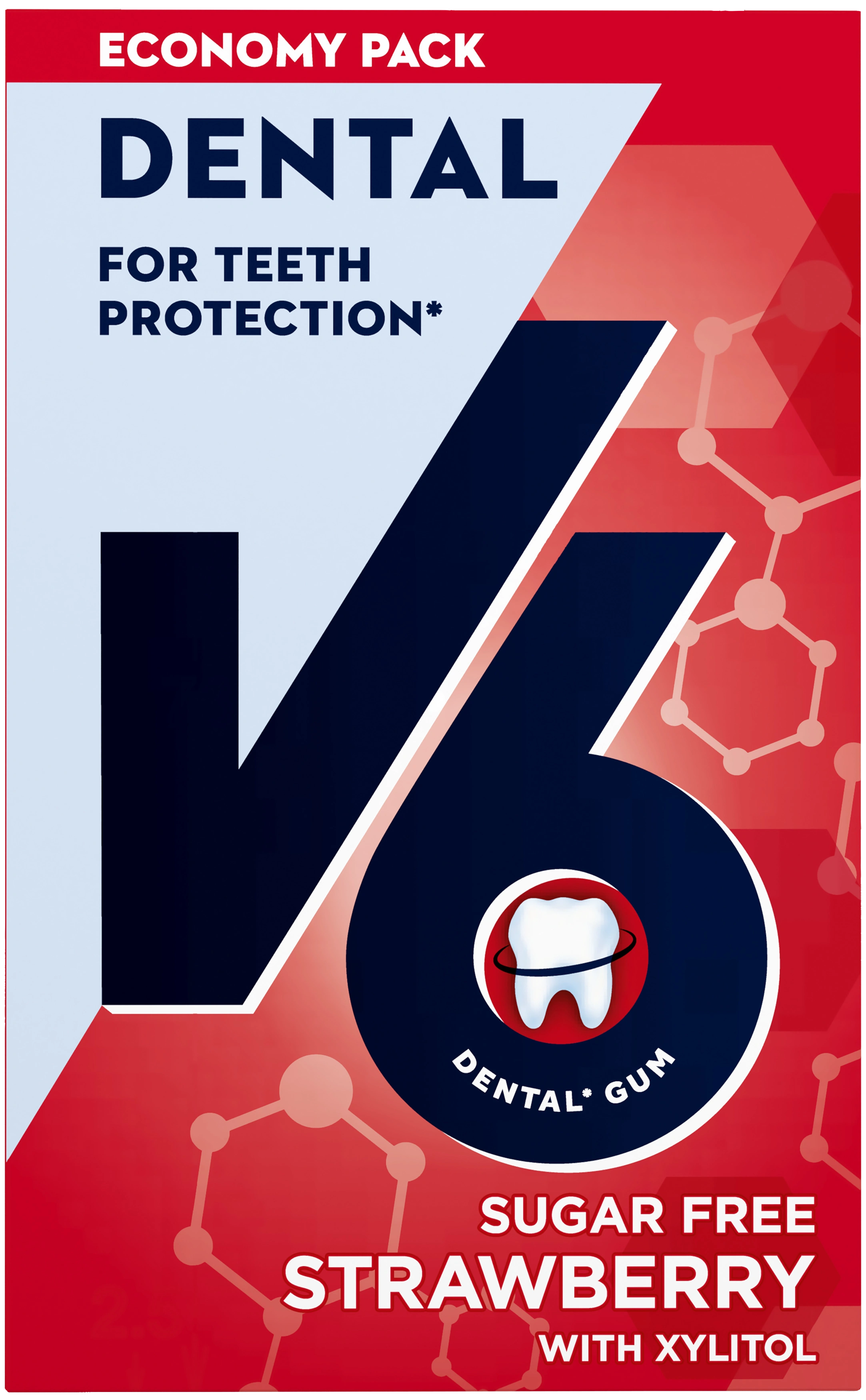 V6 Dental Strawberry tuggummi 70 g - Tuggummi