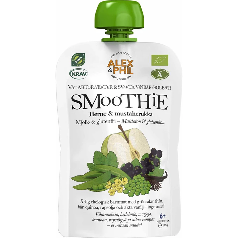 Alex & Phil Vår Gröna Ärtor & Svarta Vinbärsmoothie 100 g - Barnmat