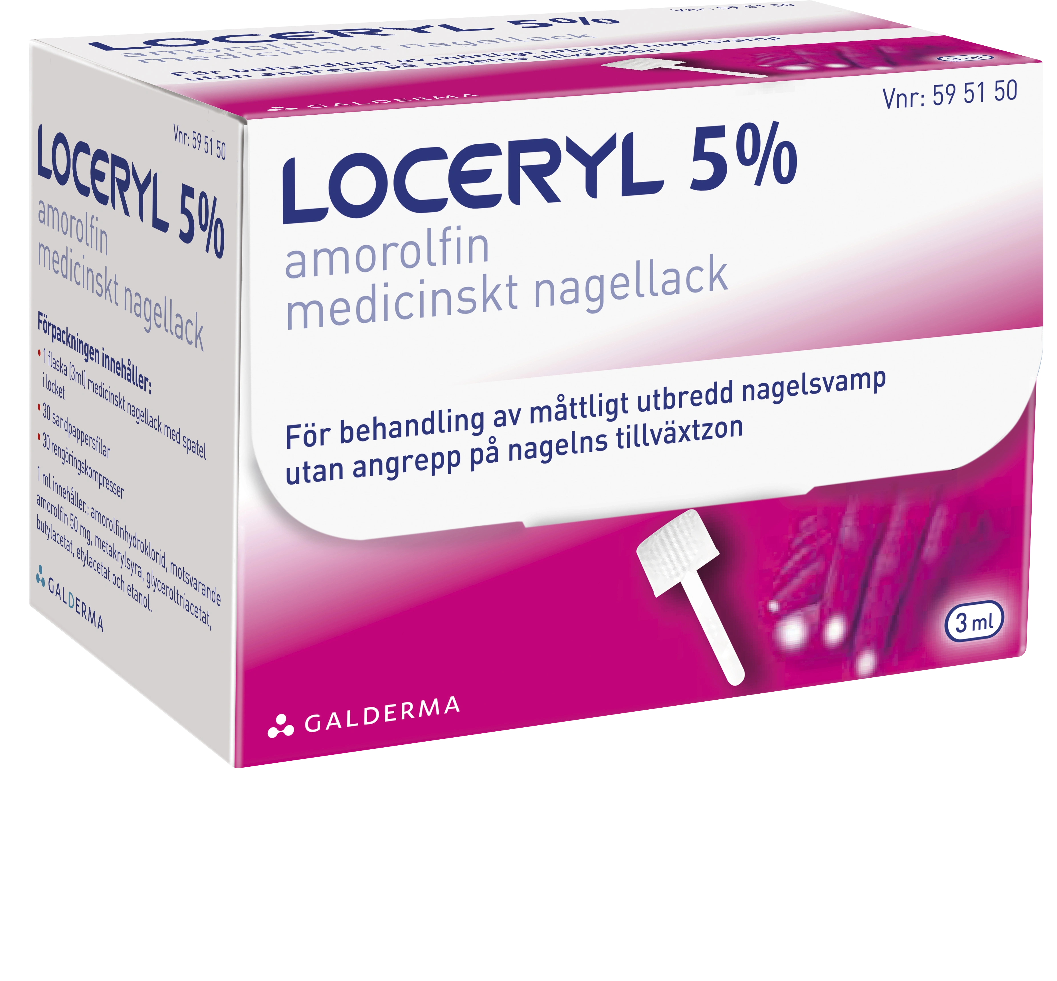Loceryl Medicinskt nagellack 5% Glasflaska (spatel i locket), 3ml (med tillbehör) - Veganska produkter