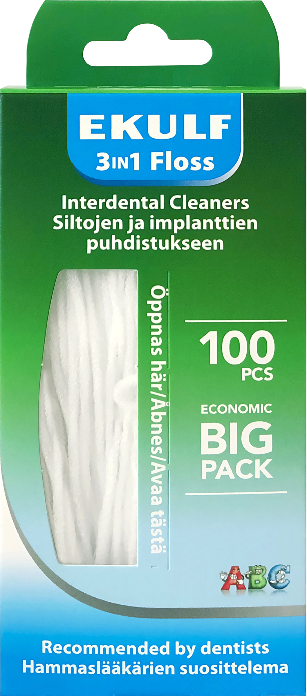 Ekulf 3in1 Floss Tandtråd 100 st - Tandtråd