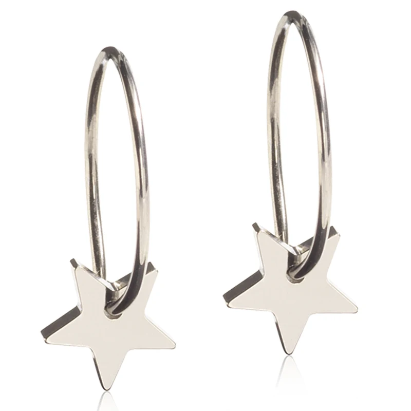 Blomdahl Örhänge Natural Titanium Ear Ring Pendant Star 8 mm - Örhängen