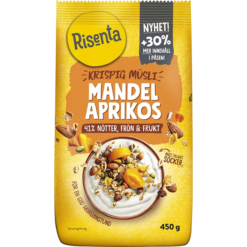 Risenta Krispig Müsli Mandel Aprikos 450 g - Risenta müsli