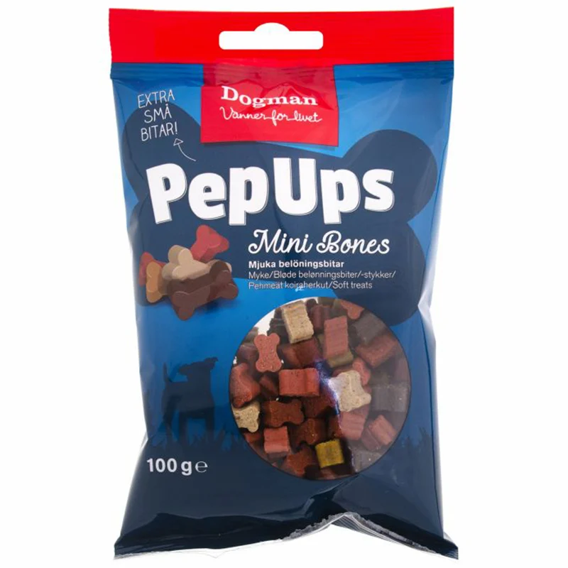 Dogman Pep Ups Mini Bones 100 g - Hundgodis