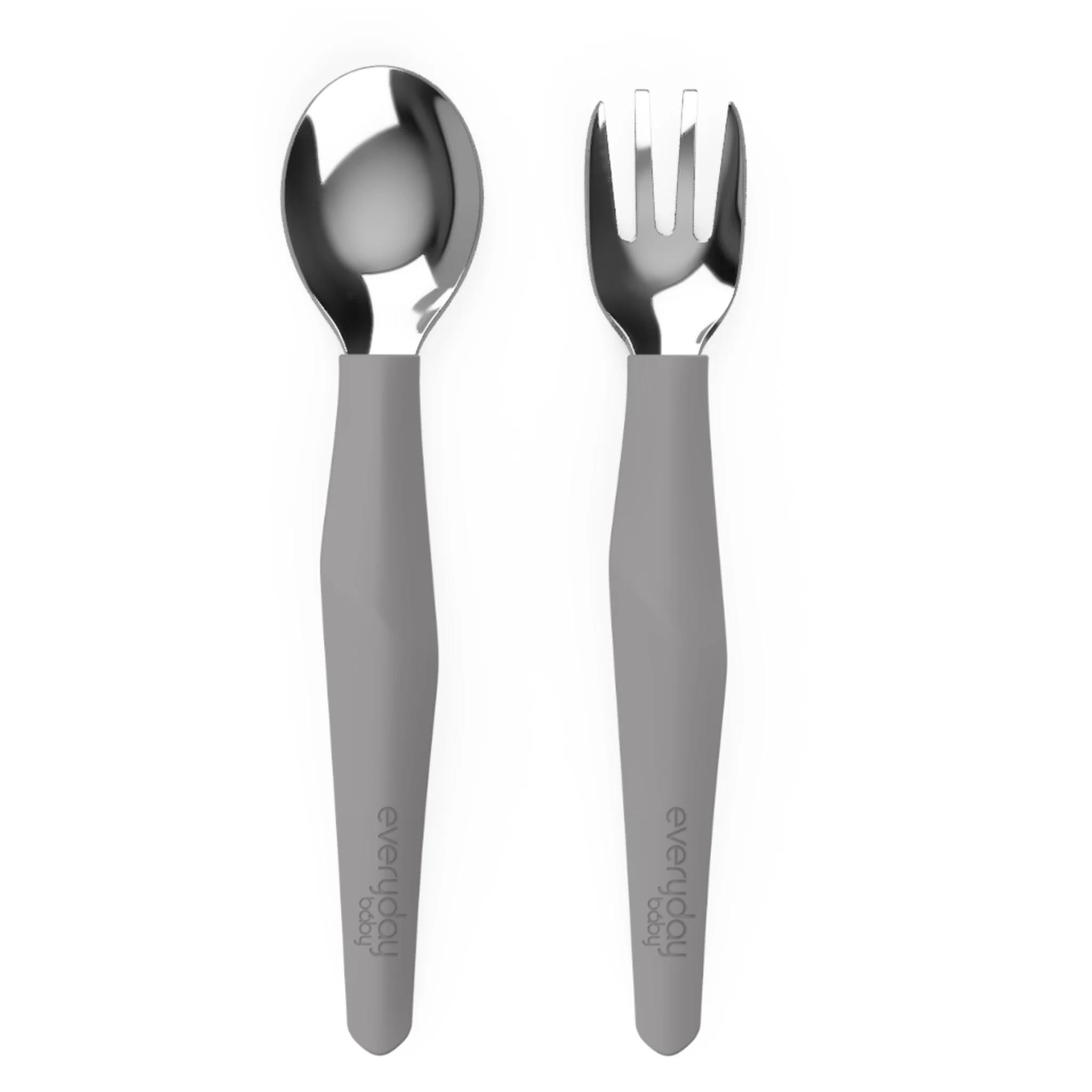 Everyday Baby Bestick Rostfritt Stål och Silikon Quiet Grey - Barntallrik & barnbestick