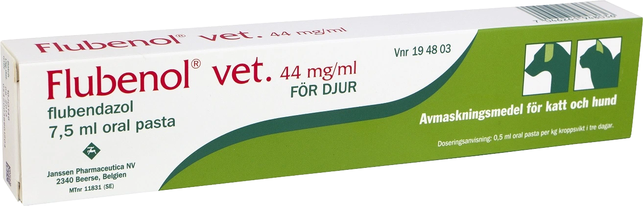 Flubenol vet. oral pasta med spruta 44 mg/ml 7,5 ml - Bandmask hund
