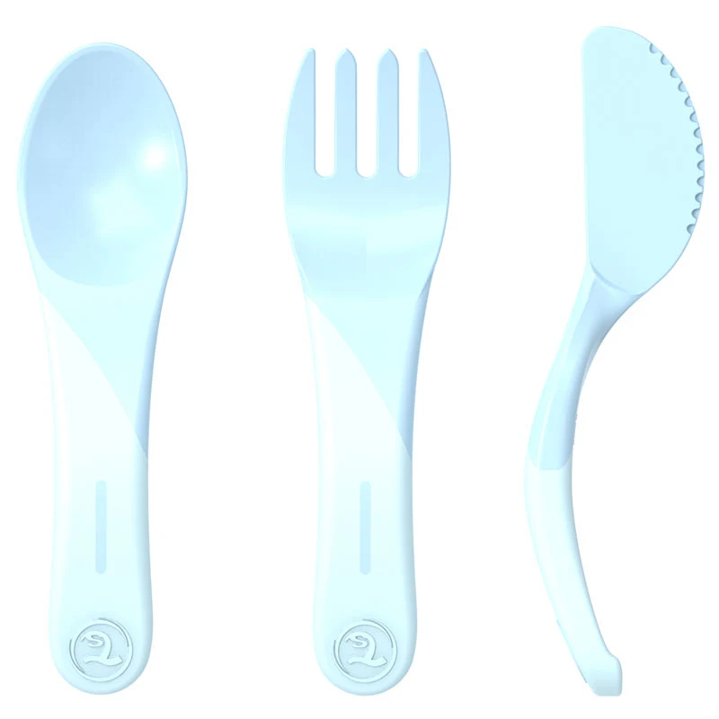 Twistshake Äta-Själv Set Plast 6 mån+ Pastellblå - Barntallrik & barnbestick