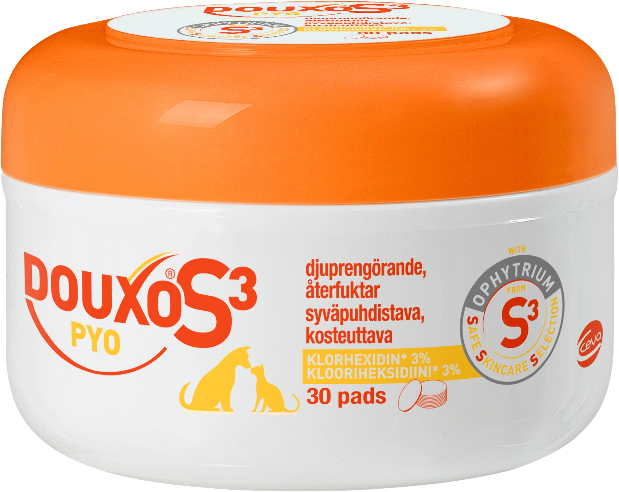 Douxo S3 Pyo Pads Klorhexidin 3% 30st - Hudvård för katt