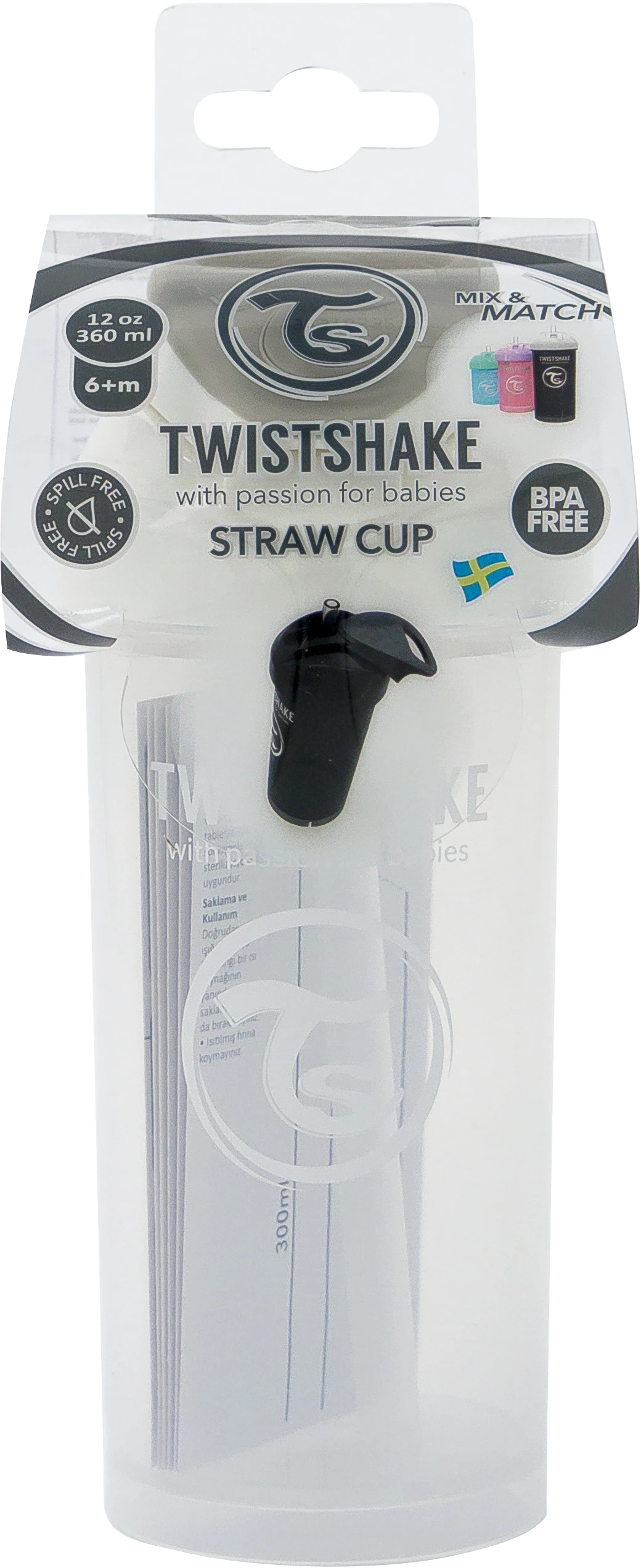 Twistshake Straw Cup 360 ml 6+ mån Vit - Pipmuggar & dricksflaskor