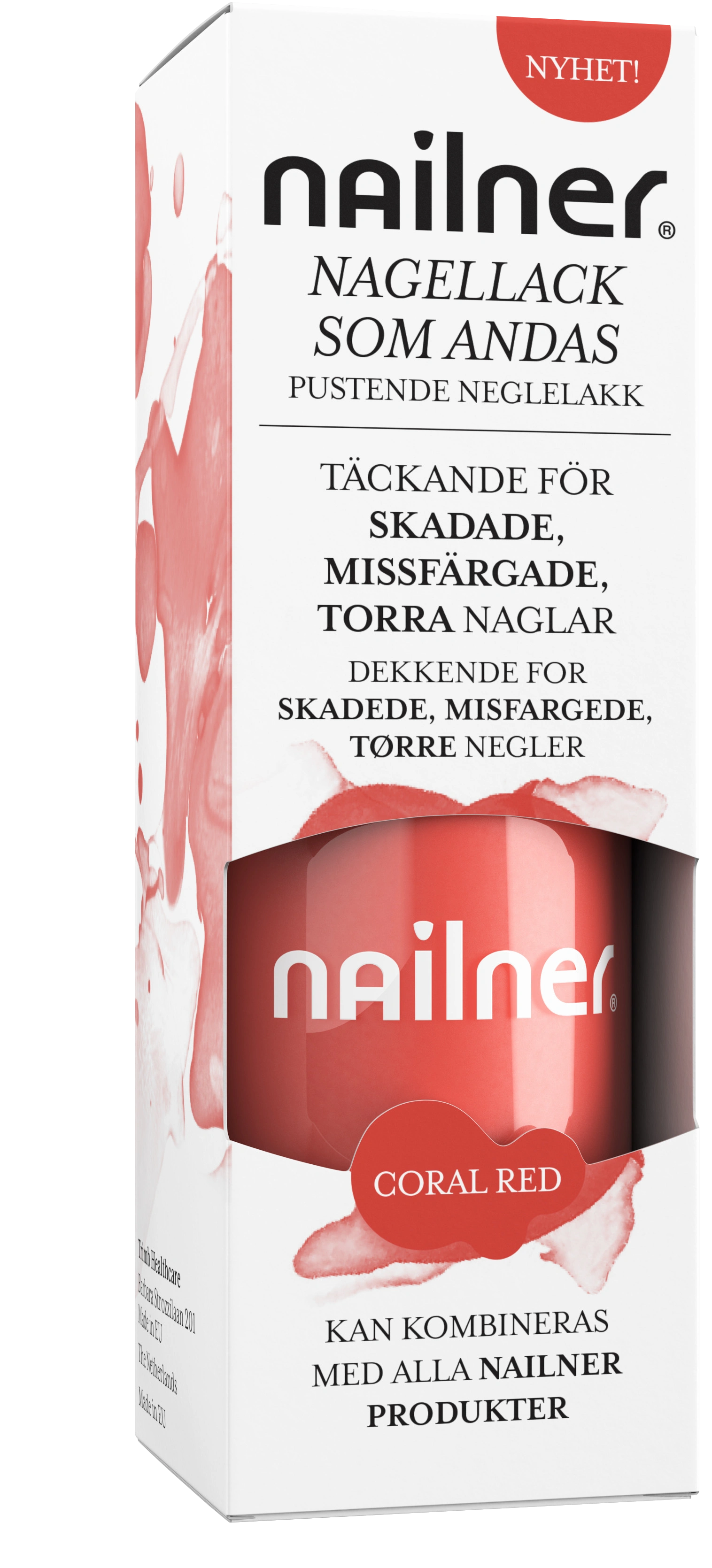 Nailner Nagellack som andas 8 ml Coral Red - Nagelsvamp