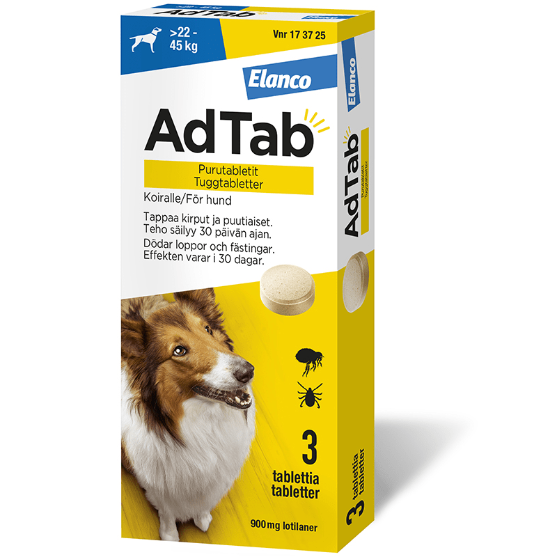 AdTab Tuggtablett 900mg Blister, 3tabletter - Fästingmedel & fästinghalsband för hund