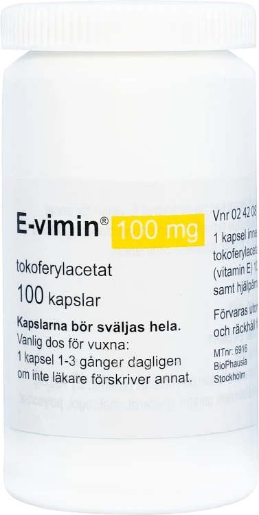 E-vimin mjuk kapsel 100 mg 100 st - Vitaminer & mineraler