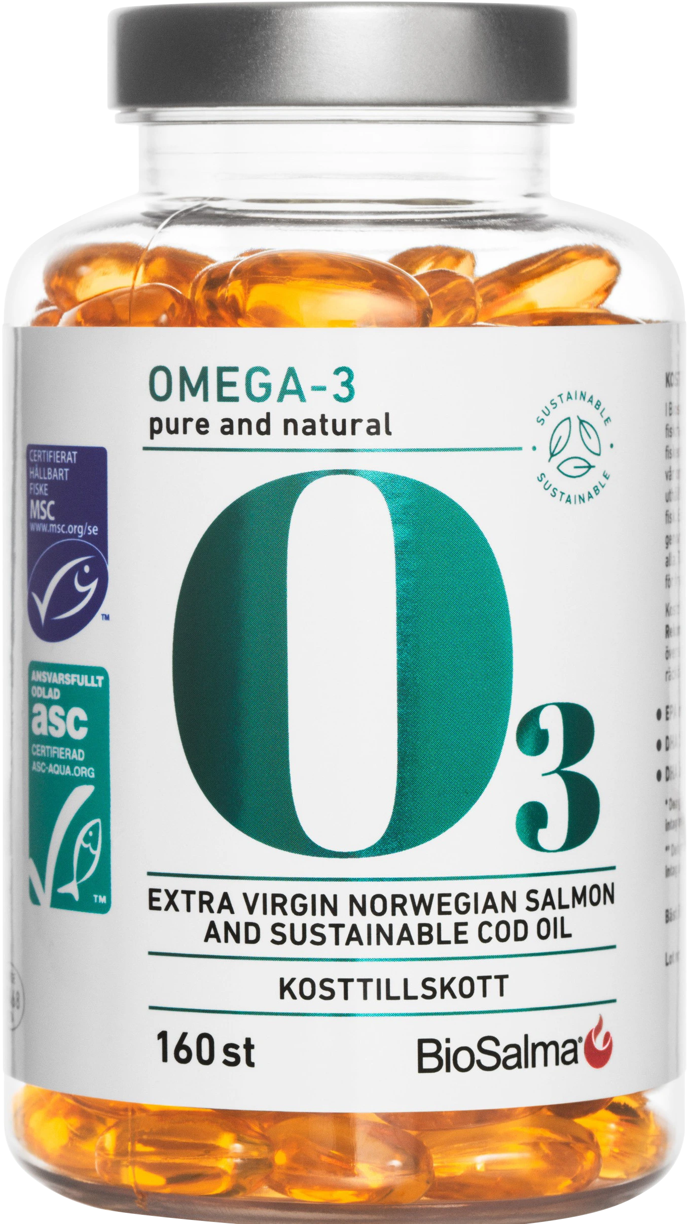 BioSalma Miljömärkt Omega-3 pure and natural 160 kapslar - Omega 3