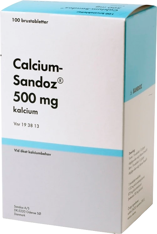 Calcium-Sandoz brustablett 500 mg 100 st - Kosttillskott & vitaminer