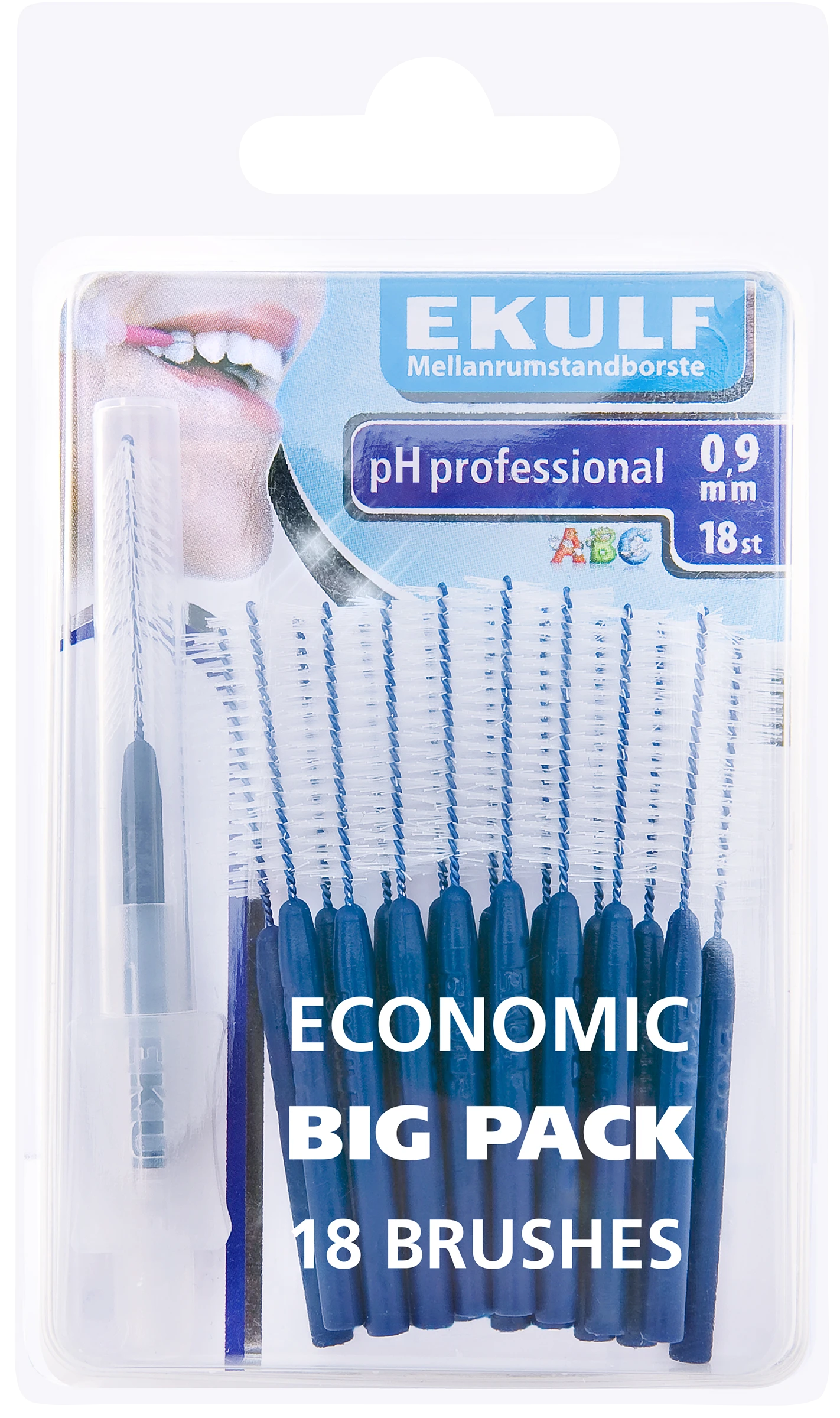Ekulf pH Professional 18 st 0,9 mm - Mellanrumsborstar