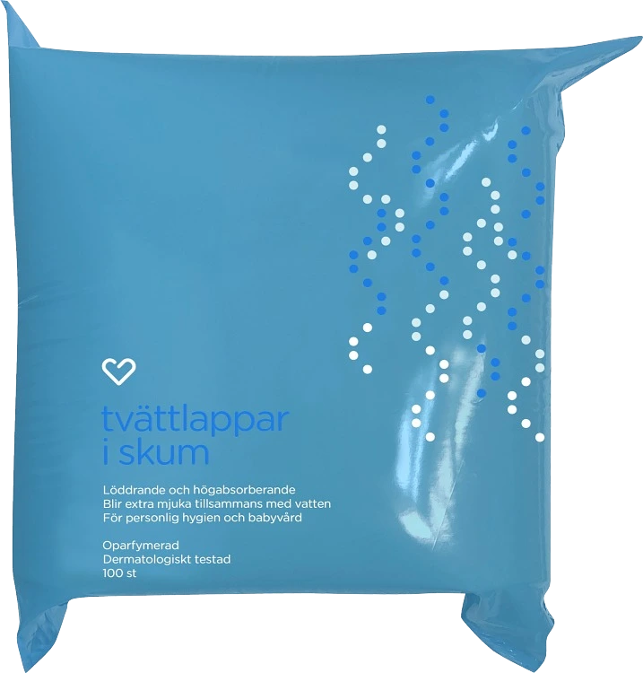 Hjärtats tvättlappar skum 100st - Tvättlappar