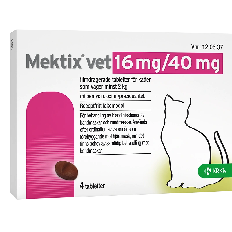 Mektix vet Filmdragerad tablett 16mg/40mg Blister, 4st - Avmaskning för katt