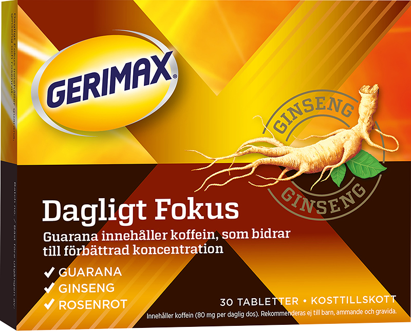 Gerimax Dagligt Fokus 30 tabletter - Kosttillskott för energi