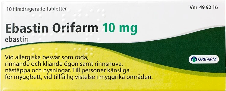 Ebastin Orifarm filmdragerad tablett 10 mg 10 st - Allergitabletter mot pollenallergi