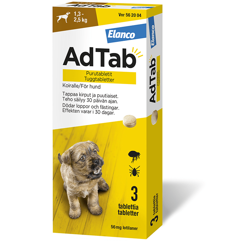 AdTab Tuggtablett 56mg Blister, 3tabletter - Fästingmedel & fästinghalsband för hund