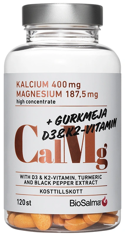 BioSalma Kalcium & Magnesium med D3, K2 & Gurkmeja 120 tabletter - Kalcium