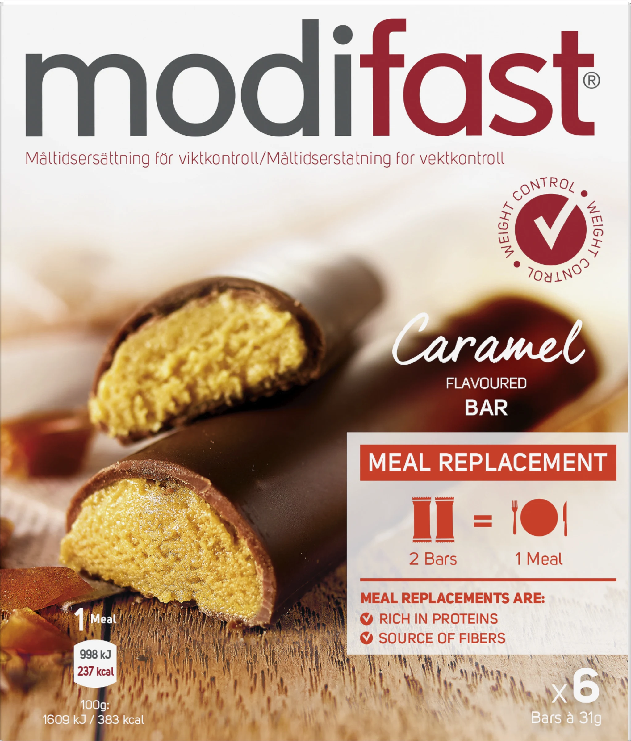 Modifast Bar Caramel 6 st - Måltidsersättning
