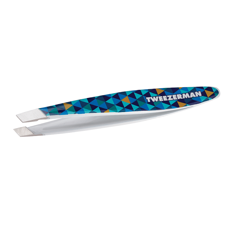 Tweezerman Mini Slant Tweezer Blue Mosaic - Pincetter