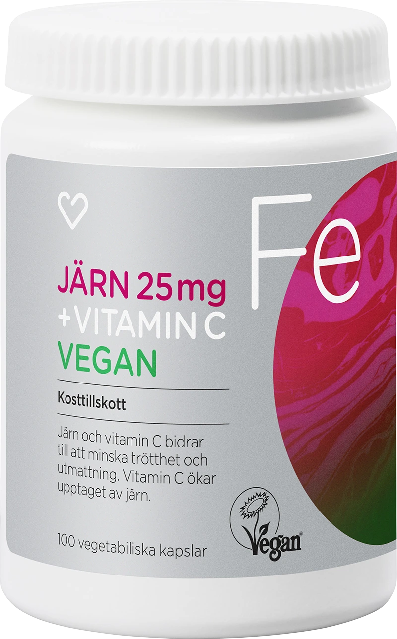 Hjärtats Järn + Vitamin C Vegan Kapsel 100 st - Järn