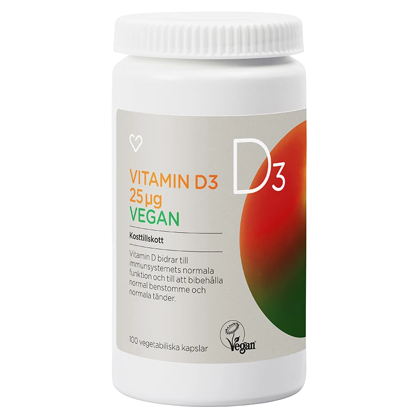 Hjärtats Vitamin D3 25μg Vegan Kapsel 100 st - D-vitamin