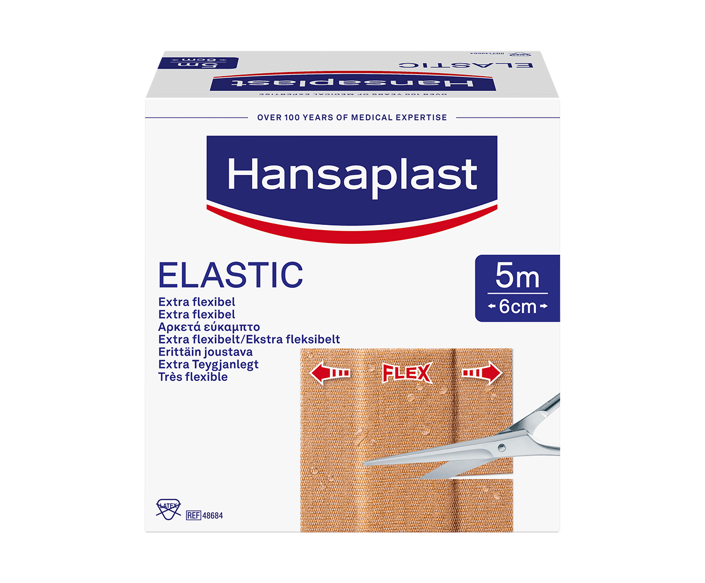 Hansaplast Elastic 5 m x 6 cm - Plåster