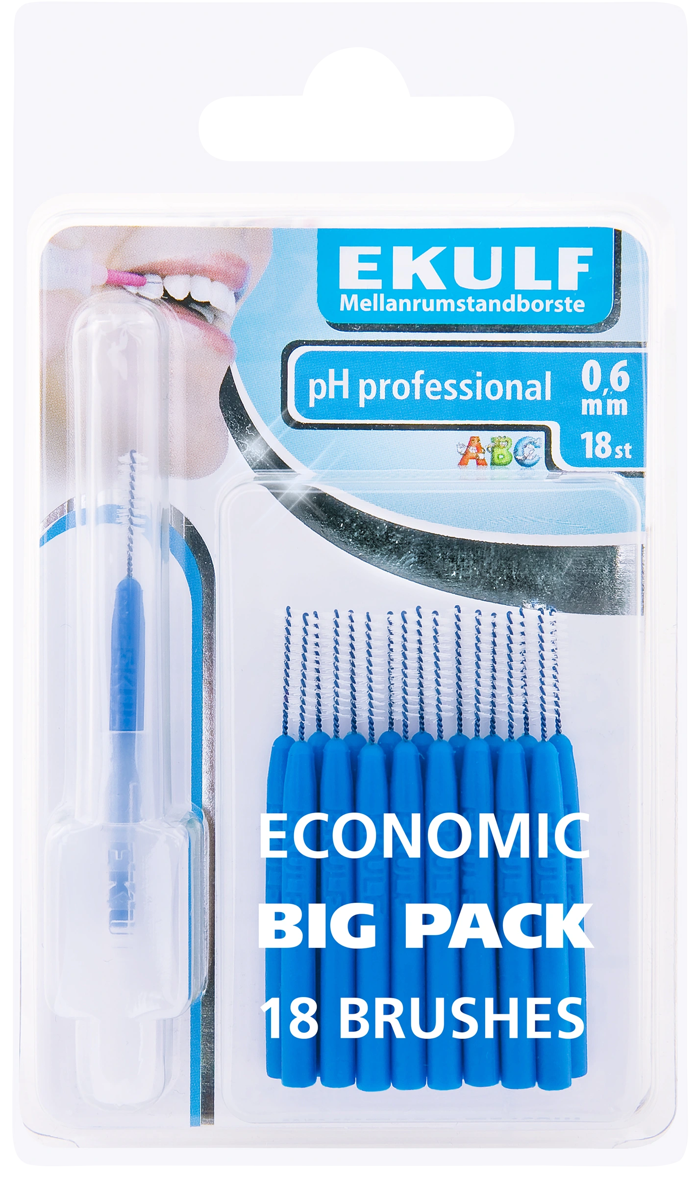 Ekulf pH Professional 18 st 0,6 mm - Mellanrumsborstar