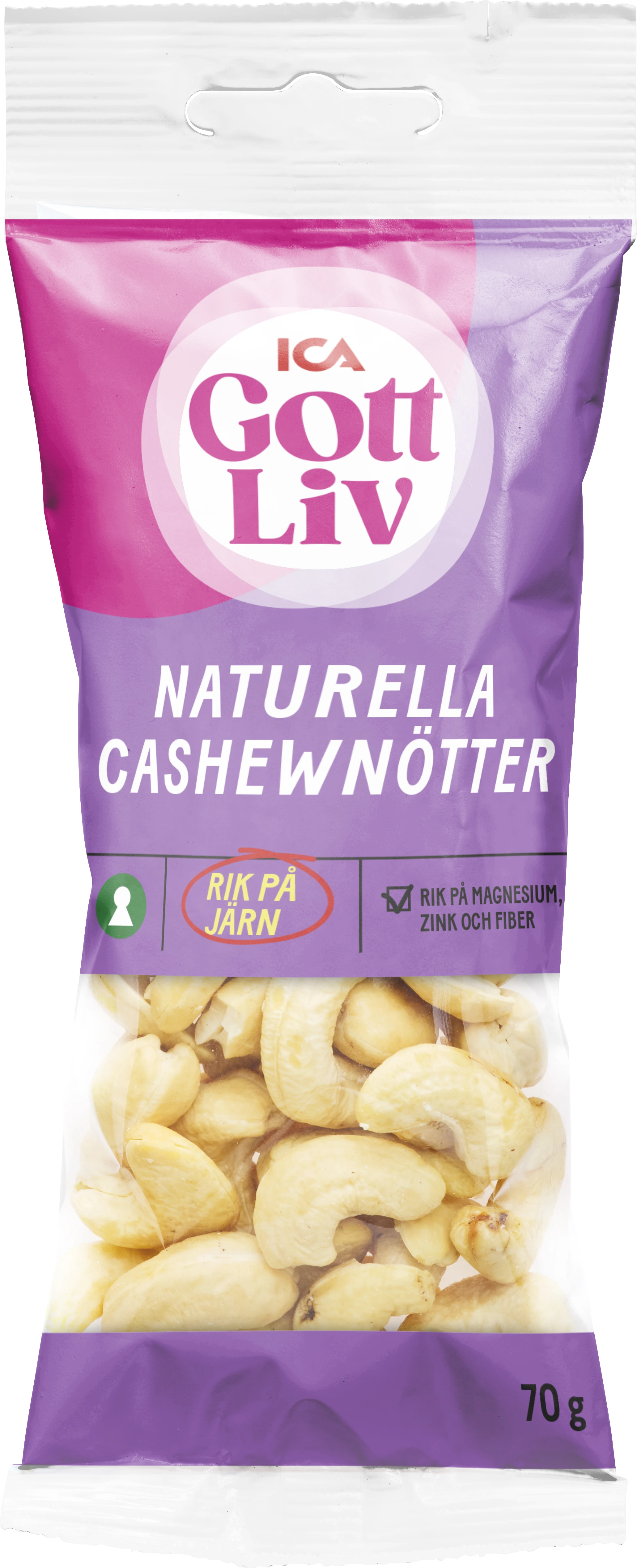 ICA Gott Liv Naturell Cashew 70 g - Nötter & torkad frukt
