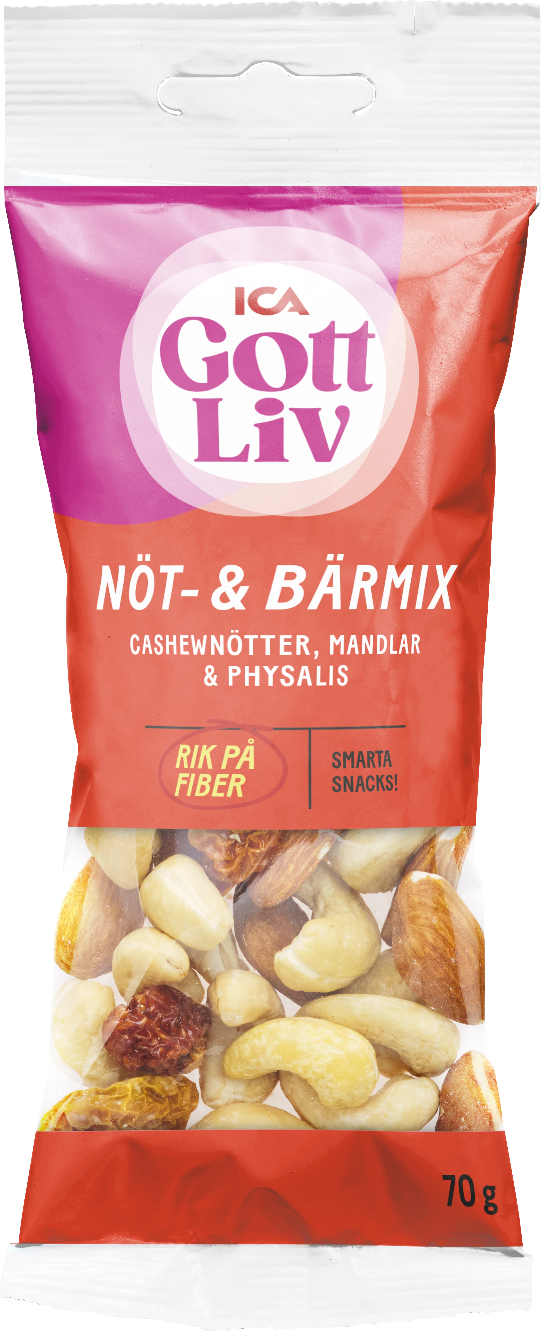 ICA Gott Liv Nöt & Bärmix 70 g - Nötter & torkad frukt